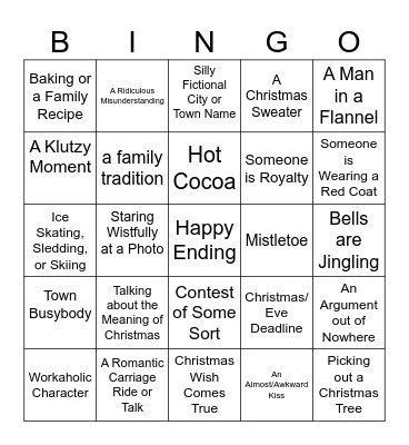 Bad Christmas Movie Bingo Card