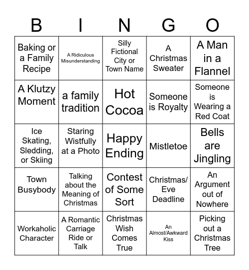 Bad Christmas Movie Bingo Card