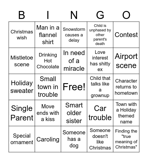 Christmas Move Bingo Card