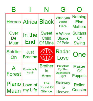 Transavia Top2000 Bingo Card