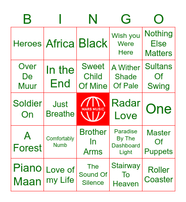 2023 Top2000 Bingo Card