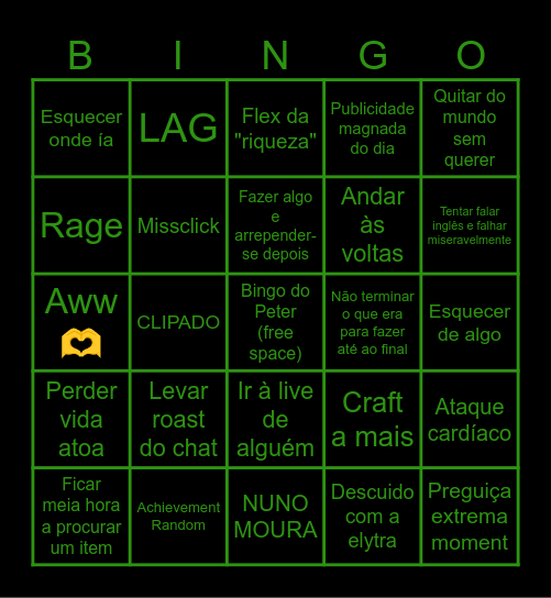 Bingo do MrPeter_PT Bingo Card