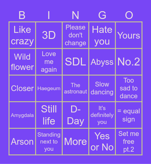 Let's go Bingo Card