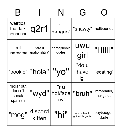 Untitled Bingo Card