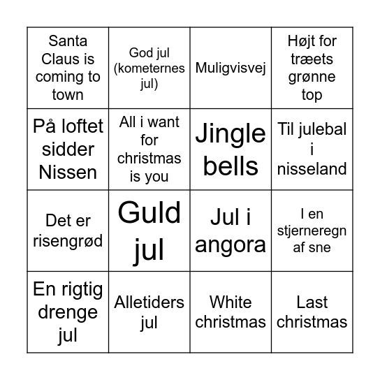 Julemusik Bingo Card