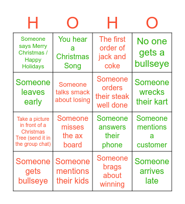 DIXON PLUMBING CHRISTMAS BINGO Card