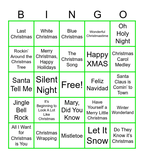 Holiday Edition Bingo Card