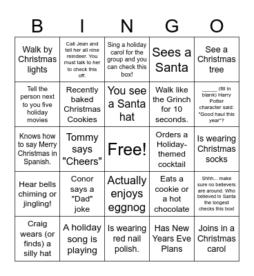 Fam Jam Holiday Bingo! Bingo Card