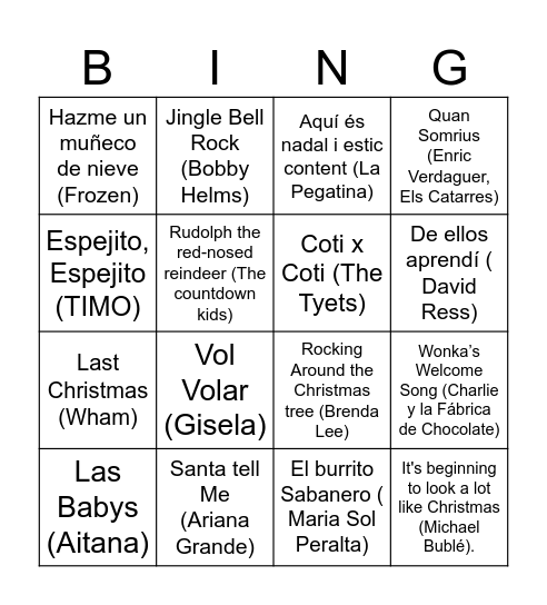 BINGO D'HIVERN Bingo Card