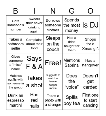 Winter House NYC Bingo Card