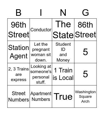 Travel Training Bingo!! Bingo Card