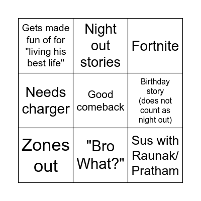 ASHMIT Bingo Card