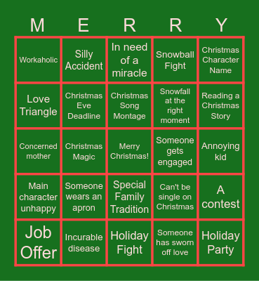 Christmas Movie Bingo Card