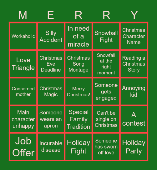 Christmas Movie Bingo Card