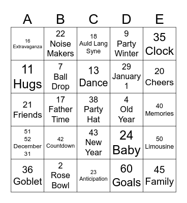 NEW YEARS 2024 Bingo Card