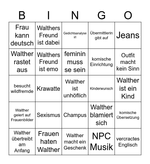 Walther und die Frauen Bingo Card