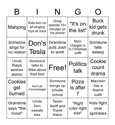 Cookie Baking 2023 Bingo Card