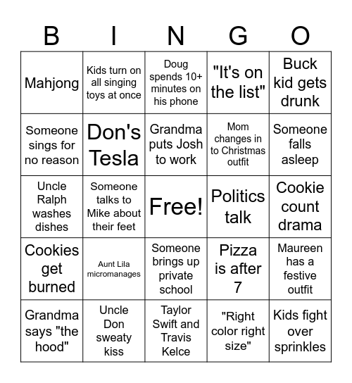 Cookie Baking 2023 Bingo Card