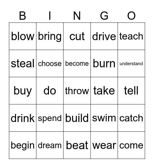 VERBS Bingo Card