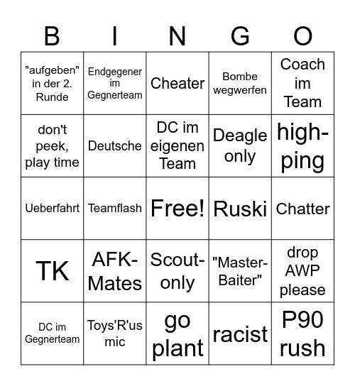 Counter-Strike 2 TeBingo Card