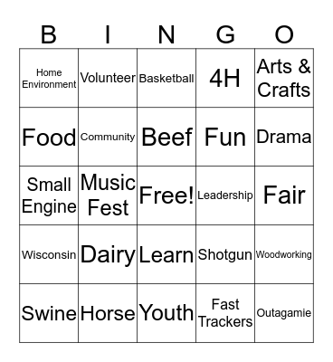 4H BINGO Card