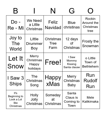 Christmas Bingo Card