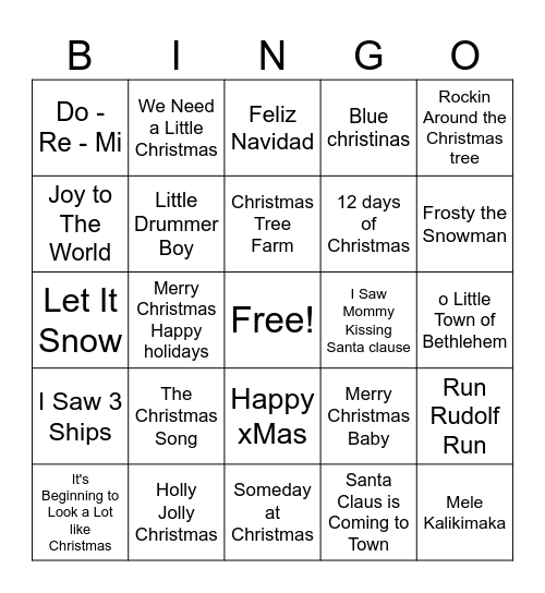 Christmas Bingo Card