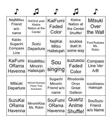JackJeanne Shuffle 2 Bingo Card