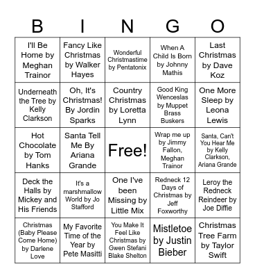 Christmas Music Bingo Rnd 4 Bingo Card