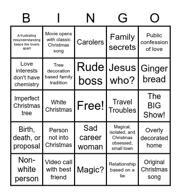 Christmas Movie Bingo Card