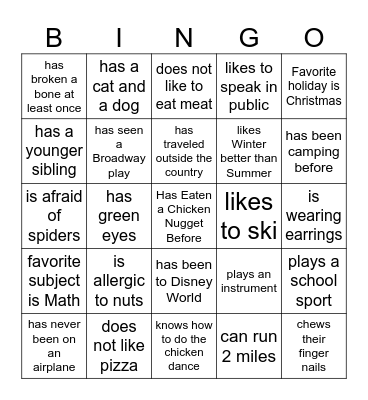 Youth Group Bingo! Bingo Card