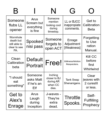 Tea Time + Arus Bingo Card