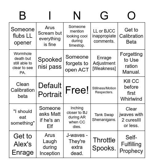 Tea Time + Arus Bingo Card