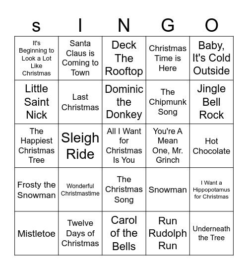 ODC Singo Bingo Card