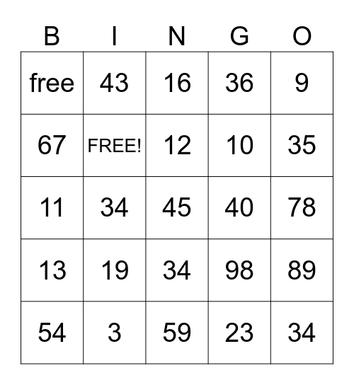 family bingo time Bingo Card