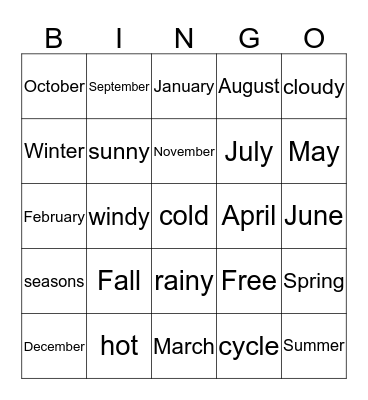 The 4 Seasons Bingo Card