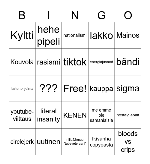 mina_irl bingo Card