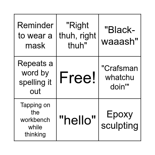 TheCrafsMan SteadyCraftin Bingo Card