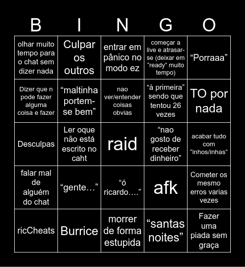 Sorrow Bingow Bingo Card