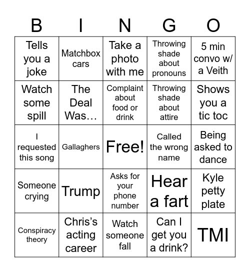 Cousin’s Reunion Bingo Card