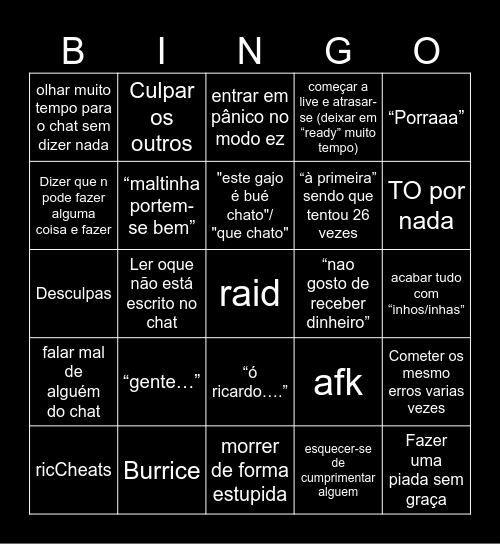 Sorrow Bingow Bingo Card