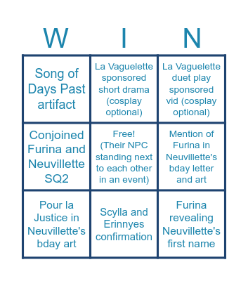 Neuvifuri Visionary Bingo Card