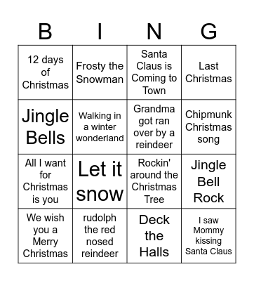 Christmas Singo Bingo Card