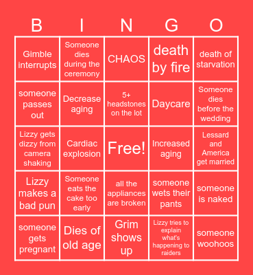 Wedding Bingo Card