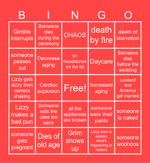 Wedding Bingo Card