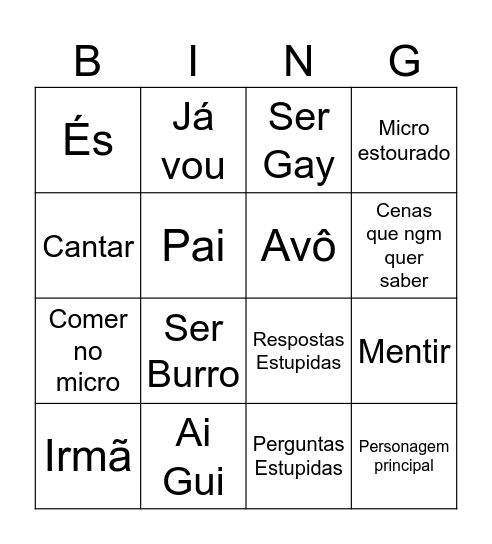 Franciscoh Bingoh Bingo Card