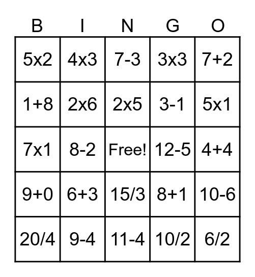 Math Bingo for ESL Families Bingo Card