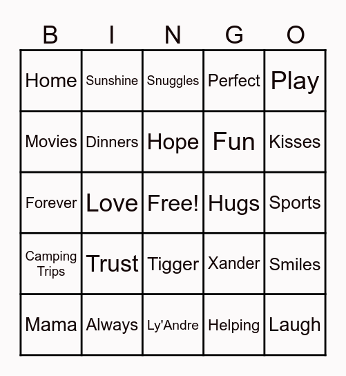 Famil Bingo Card