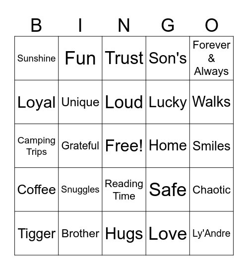 Our Family Bingo Card