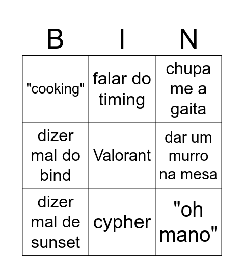 Rafa Bingo Card
